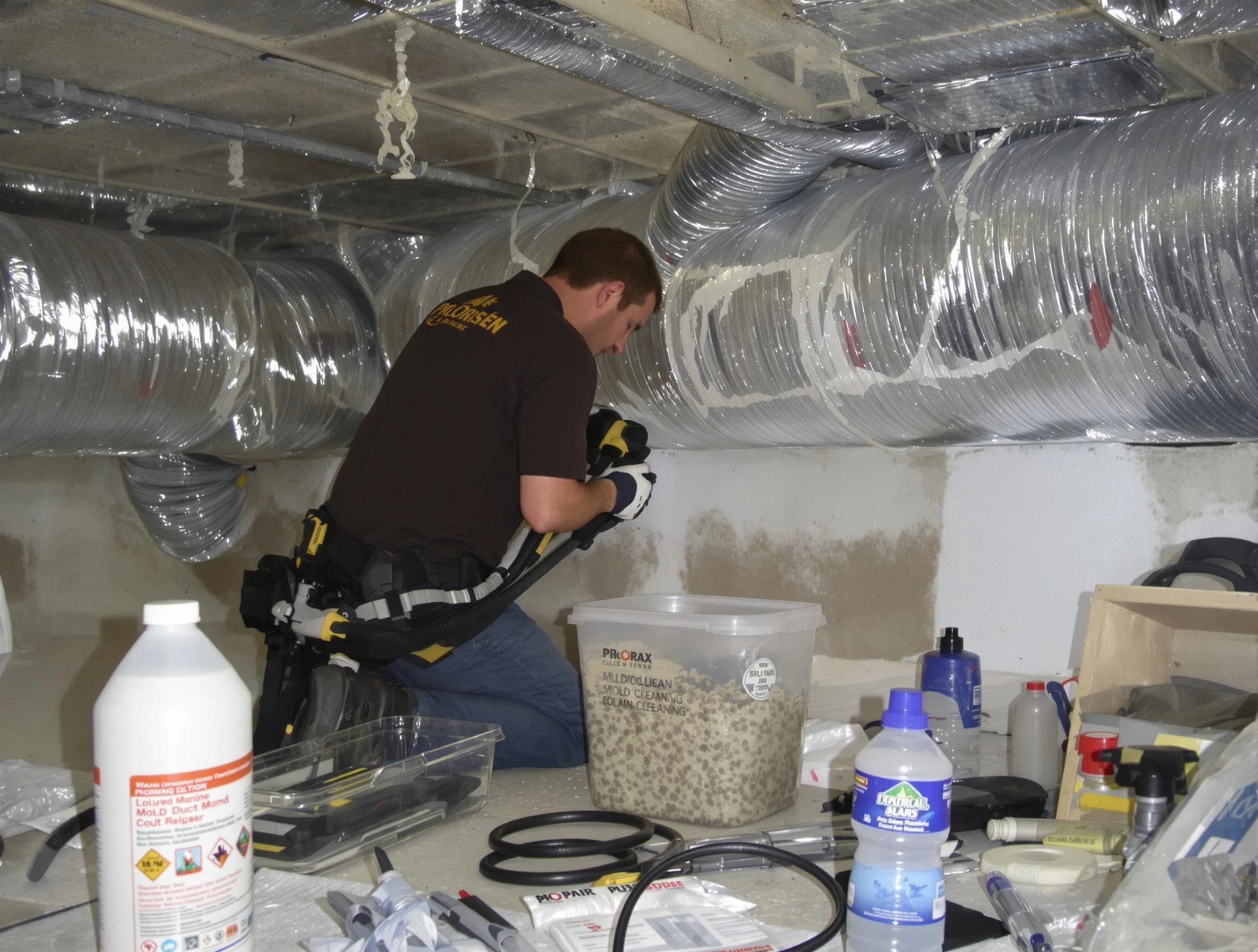 West Valley City Air Duct Cleaning specialist performing professional mold removal from air ducts in West Valley City