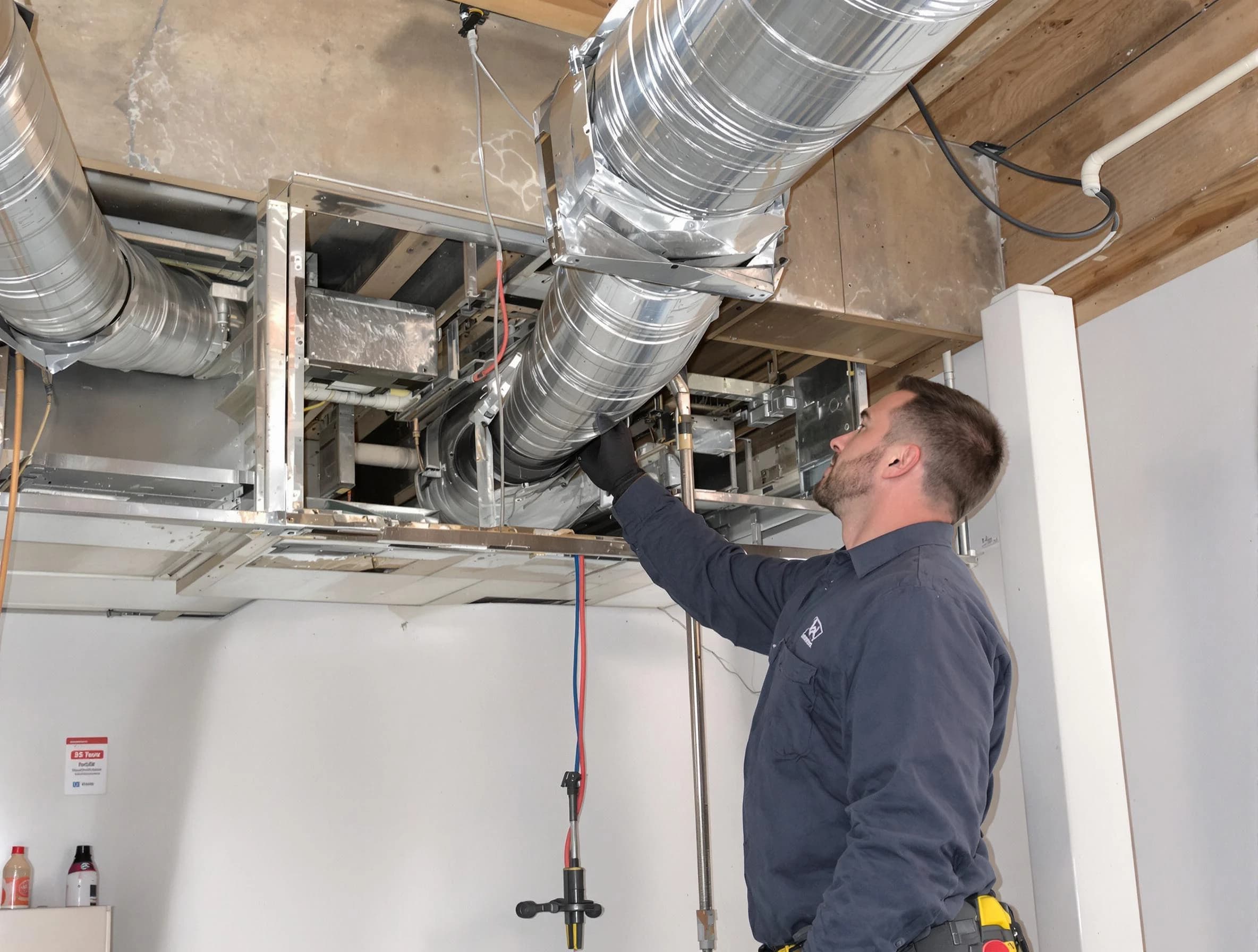 West Valley City Air Duct Cleaning technician performing professional air duct repair using specialized tools in West Valley City