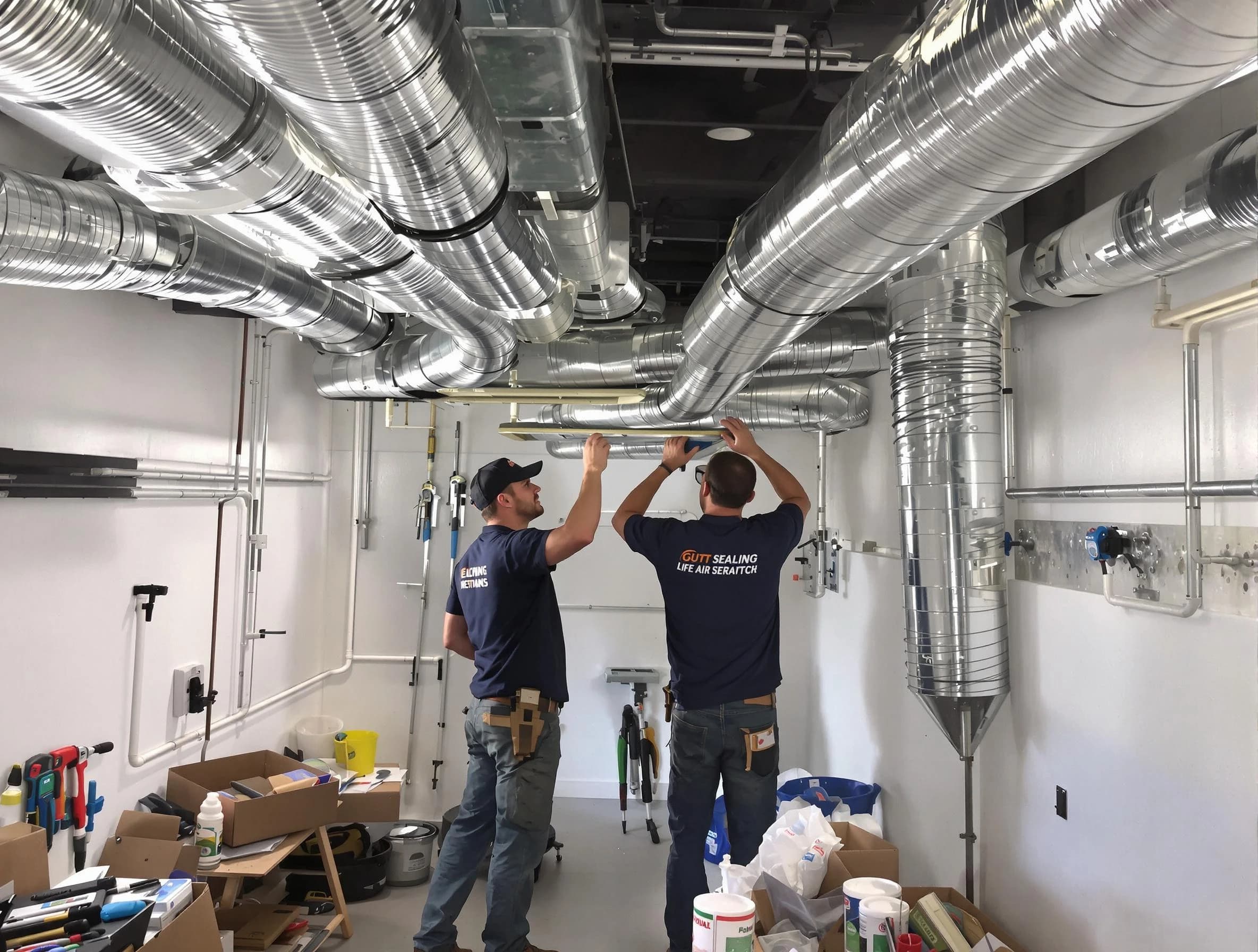 West Valley City Air Duct Cleaning technician applying professional duct sealing solutions in West Valley City