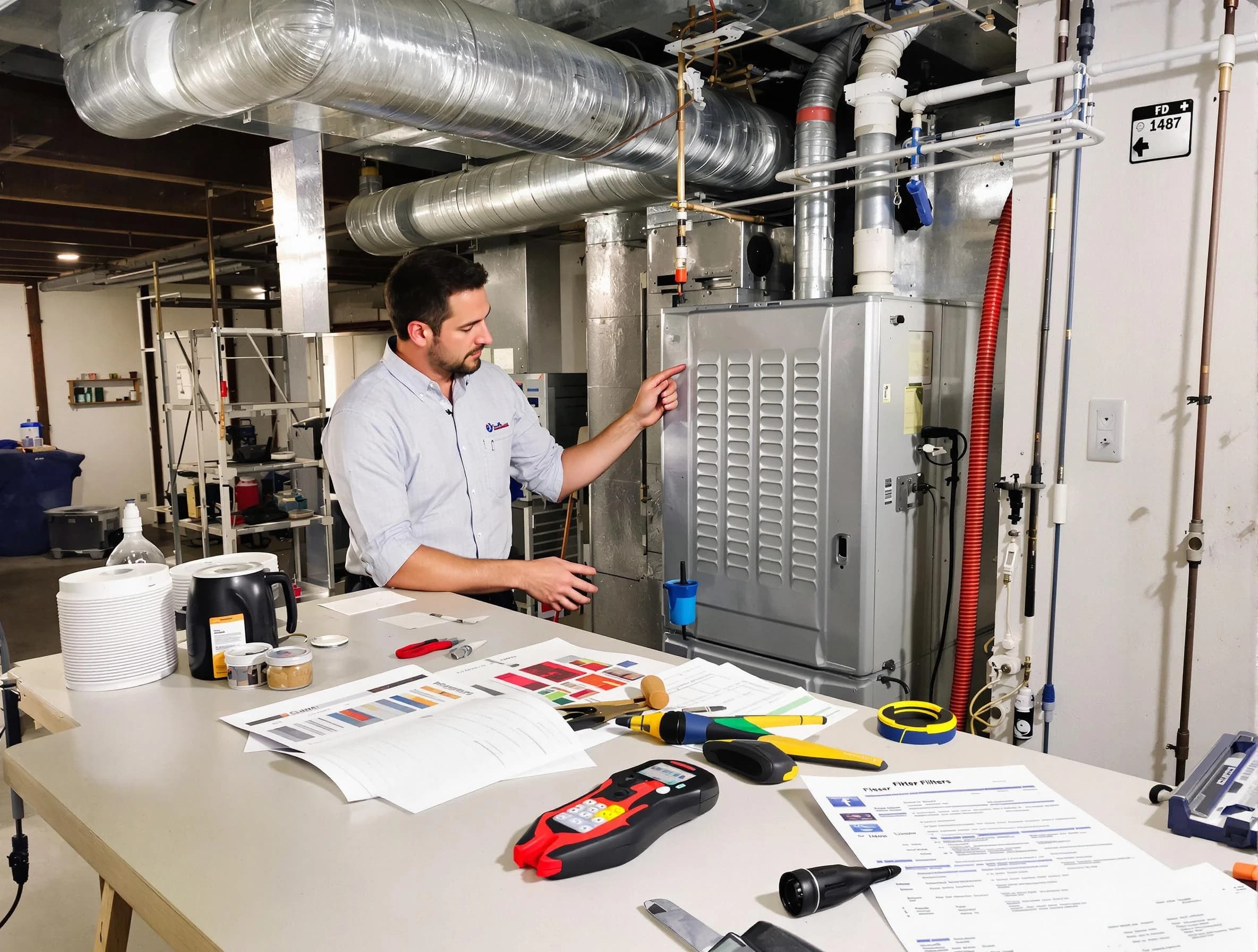 West Valley City Air Duct Cleaning inspector conducting detailed filter system evaluation using professional diagnostic tools in West Valley City