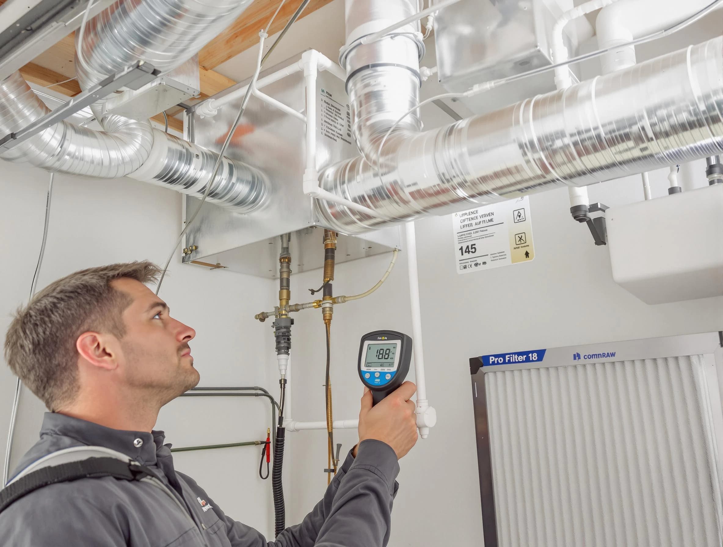 West Valley City Air Duct Cleaning expert conducting detailed filter system inspection using diagnostic tools in West Valley City