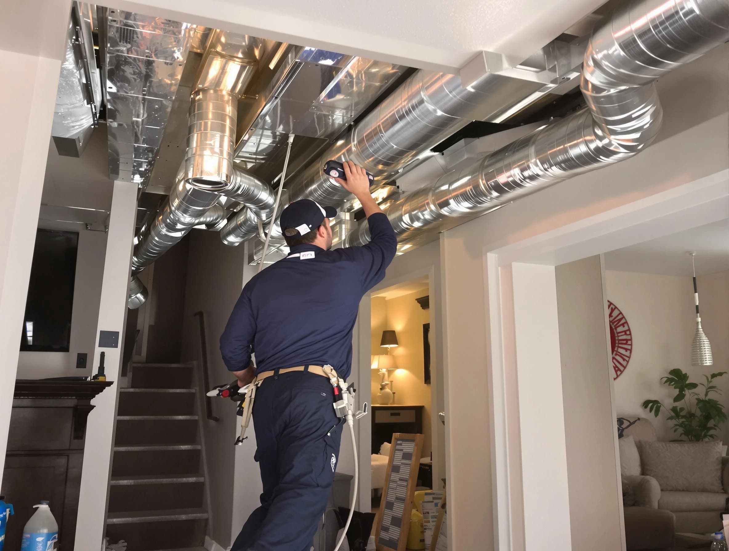 West Valley City Air Duct Cleaning expert performing specialized duct cleaning in a mobile home in West Valley City