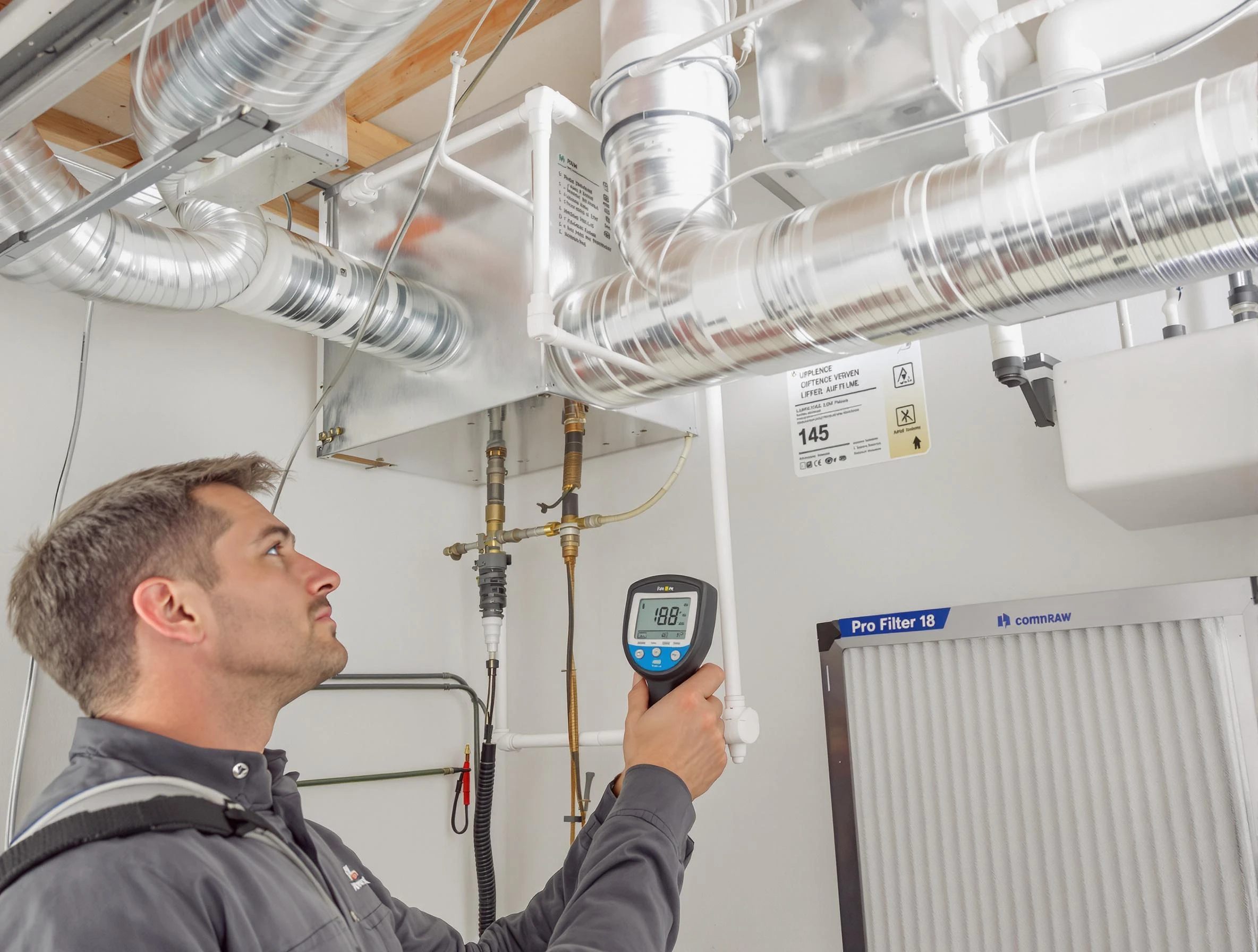 West Valley City Air Duct Cleaning expert conducting detailed filter system inspection using diagnostic tools in West Valley City